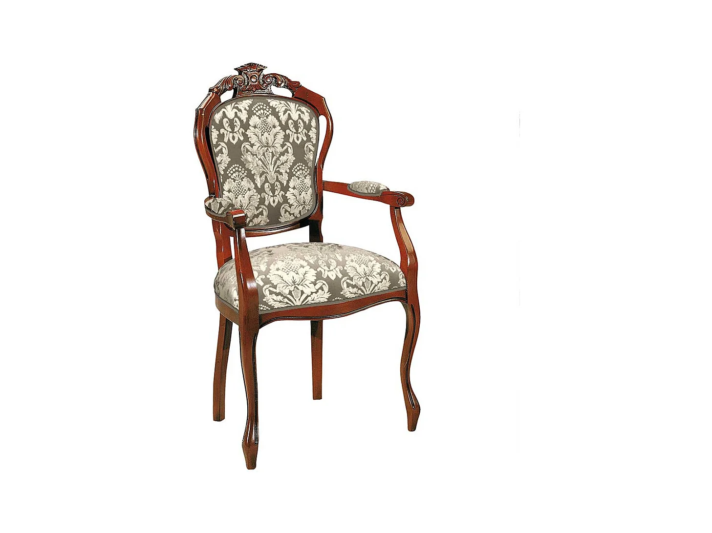 Barocker Armlehner mit Medaillon Rückenlehne Schnitzereien