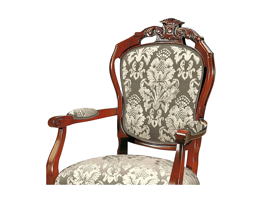 Barocker Armlehner mit Medaillon Rückenlehne Schnitzereien