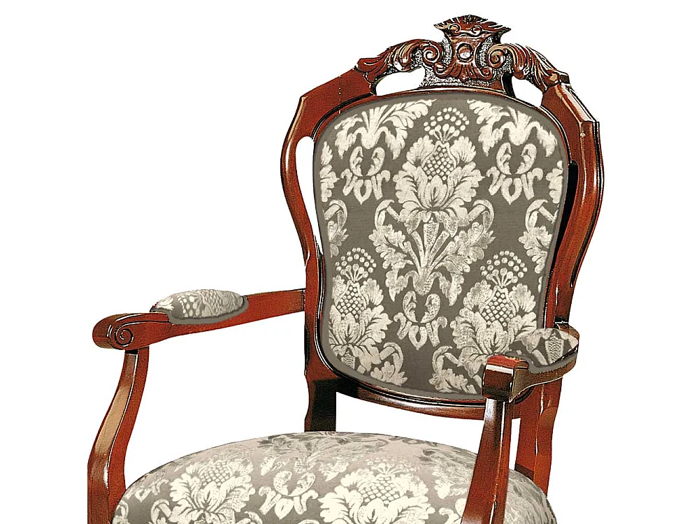 Barocker Armlehner mit Medaillon Rückenlehne Schnitzereien