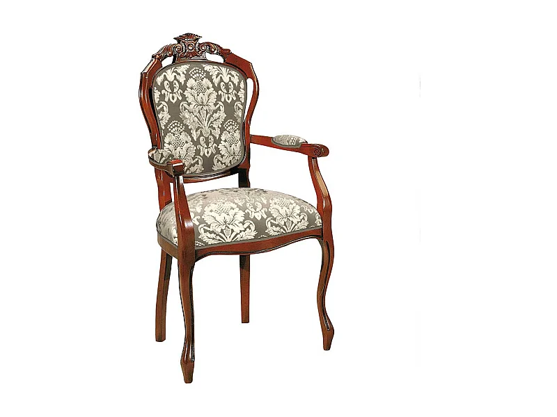 Barocker Armlehner mit Medaillon Rückenlehne Schnitzereien