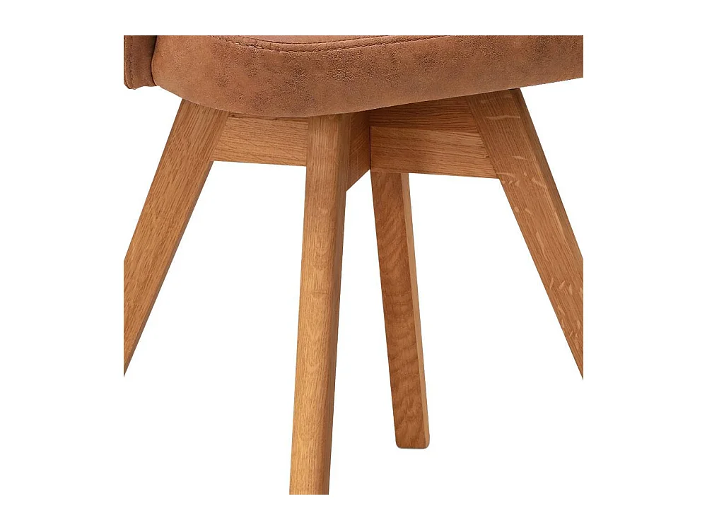 Esszimmerstuhl Armlehnstuhl in Cognac Braun mit Gestell aus Massivholz