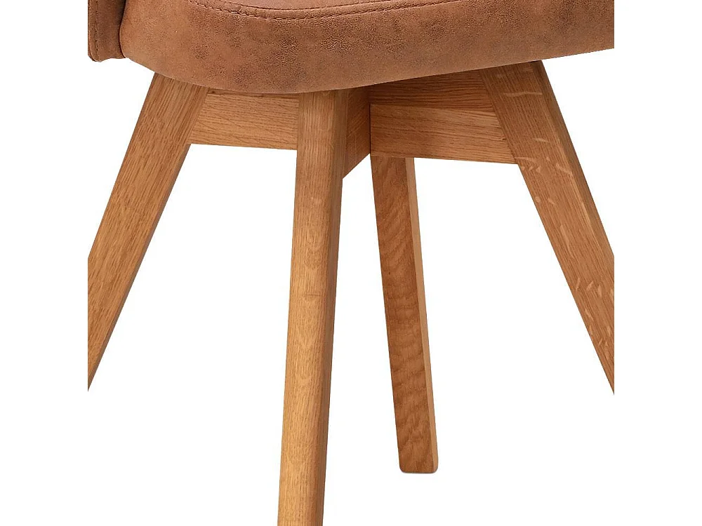 Esszimmerstuhl Armlehnstuhl in Cognac Braun mit Gestell aus Massivholz