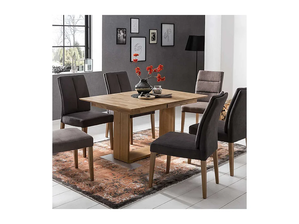 Microfaser Polsterstuhl in Anthrazit Gestell aus Massivholz Eiche