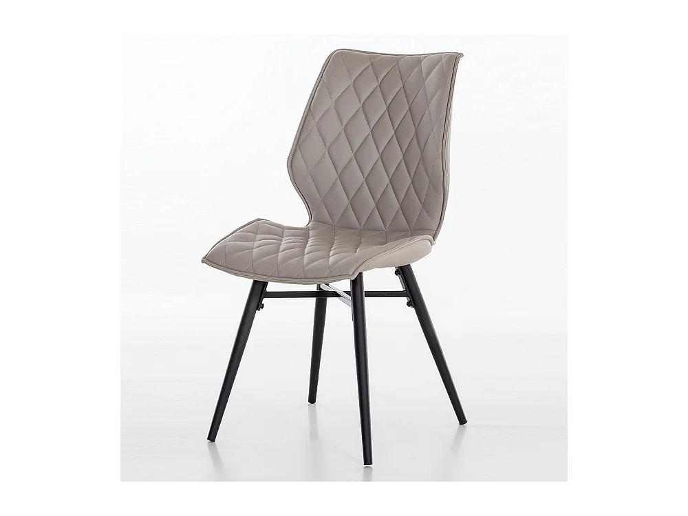 Esszimmerstuhl in Grau gesteppt Kunstleder (2er Set)
