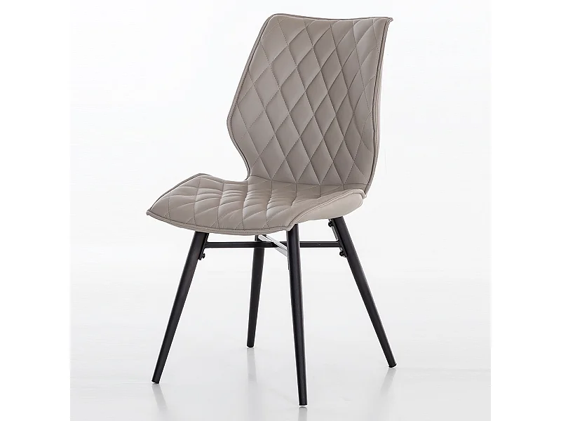 Esszimmerstuhl in Grau gesteppt Kunstleder (2er Set)