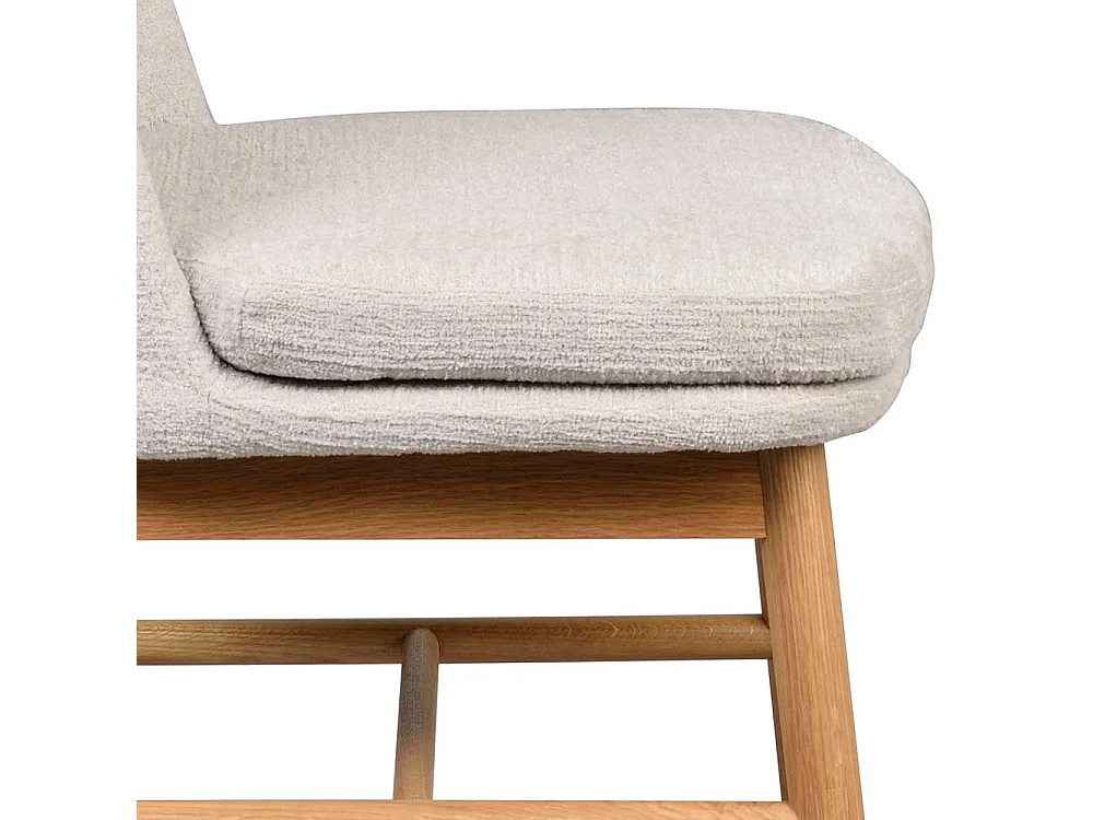 Esszimmerstühle aus Eiche Massivholz Webstoff in Cremeweiß (2er Set)