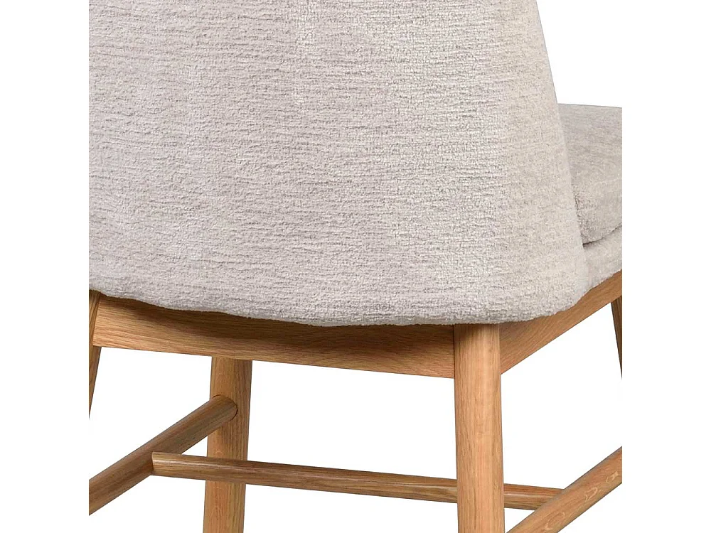 Esszimmerstühle aus Eiche Massivholz Webstoff in Cremeweiß (2er Set)