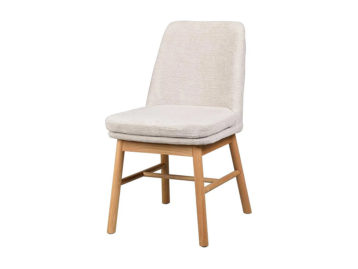 Esszimmerstühle aus Eiche Massivholz Webstoff in Cremeweiß (2er Set)