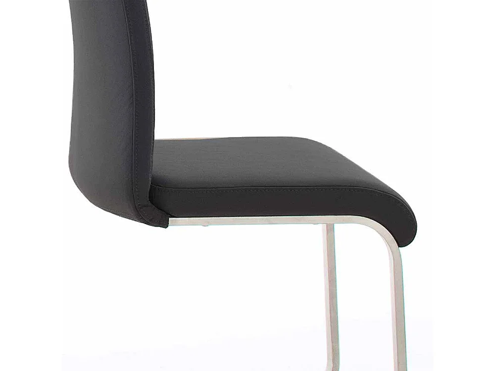 Schwingstuhl aus Kunstleder Schwarz Edelstahl (2er Set)