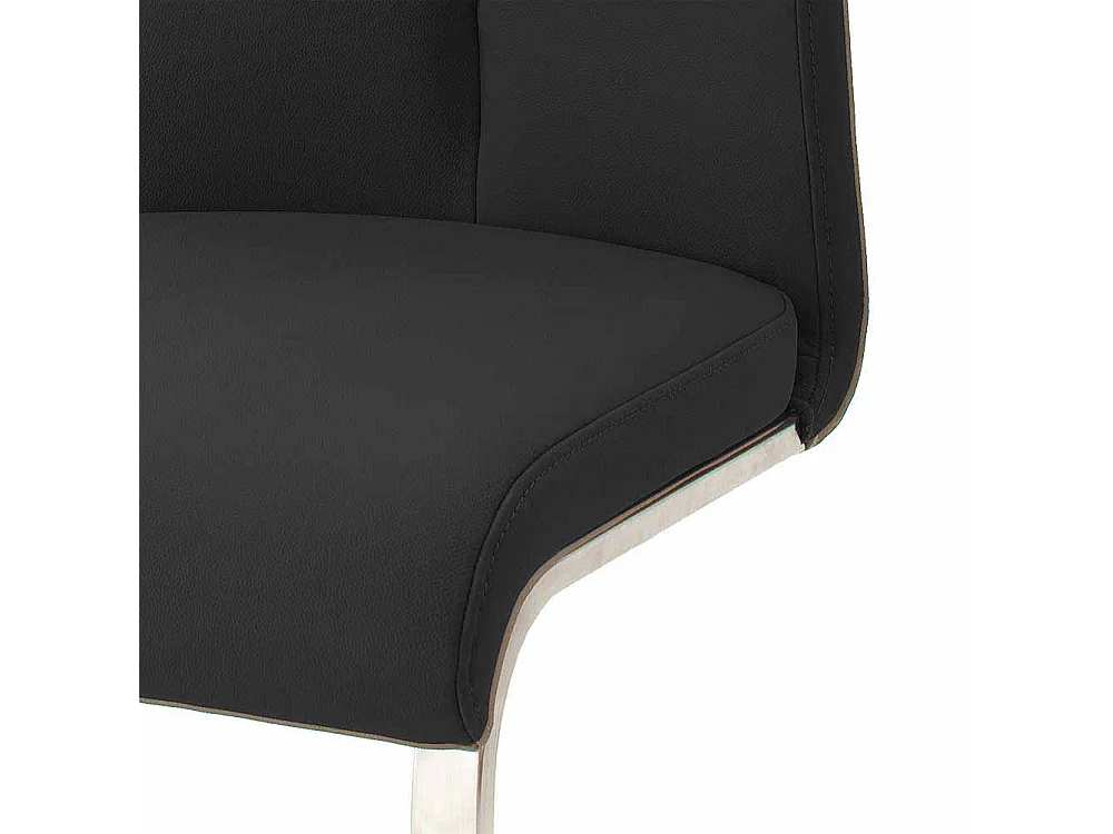 Schwingstuhl aus Kunstleder Schwarz Edelstahl (2er Set)