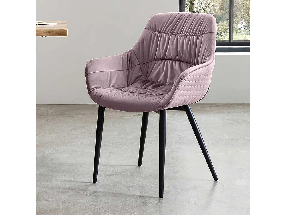 Rosa Armlehnstuhl mit Bezug aus Samt Gestell aus Metall