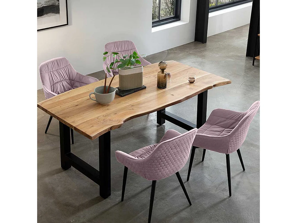 Rosa Armlehnstuhl mit Bezug aus Samt Gestell aus Metall