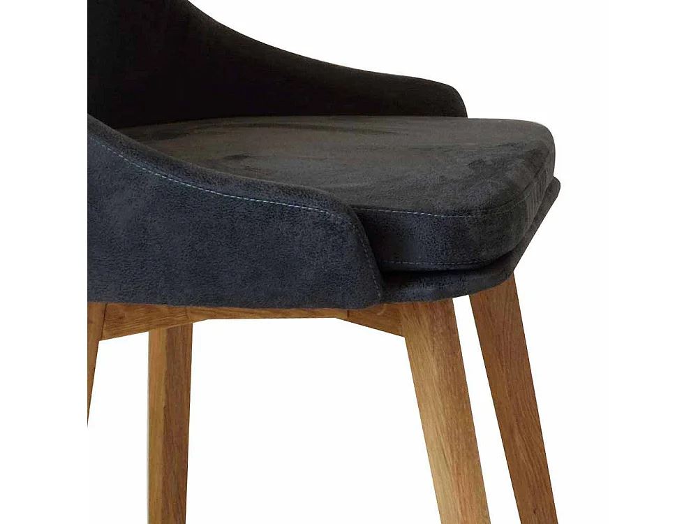 Esstischstuhl in Anthrazit Microfaser Massivholzbeinen