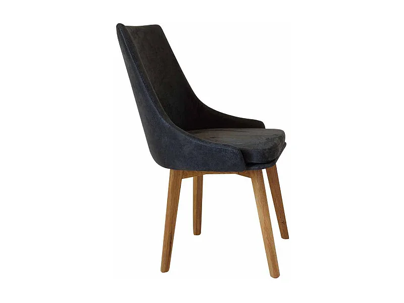 Esstischstuhl in Anthrazit Microfaser Massivholzbeinen