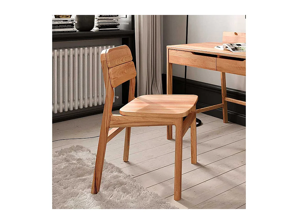 2 Stühle Stuhl Set mit Rückenlehne aus Holz und Gestell aus Massivholz (2er Set)