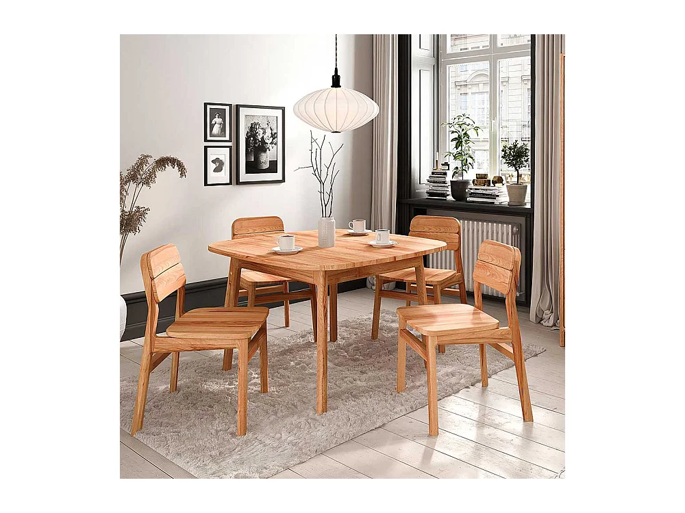 2 Stühle Stuhl Set mit Rückenlehne aus Holz und Gestell aus Massivholz (2er Set)