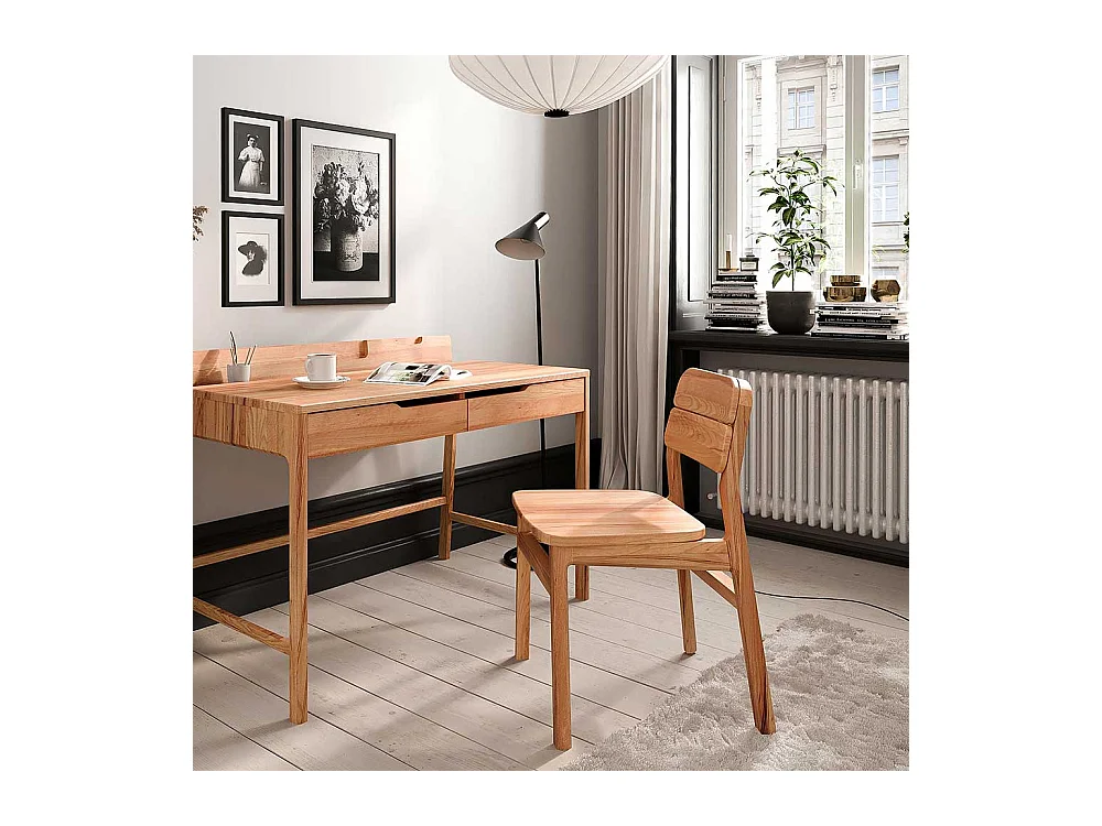 2 Stühle Stuhl Set mit Rückenlehne aus Holz und Gestell aus Massivholz (2er Set)