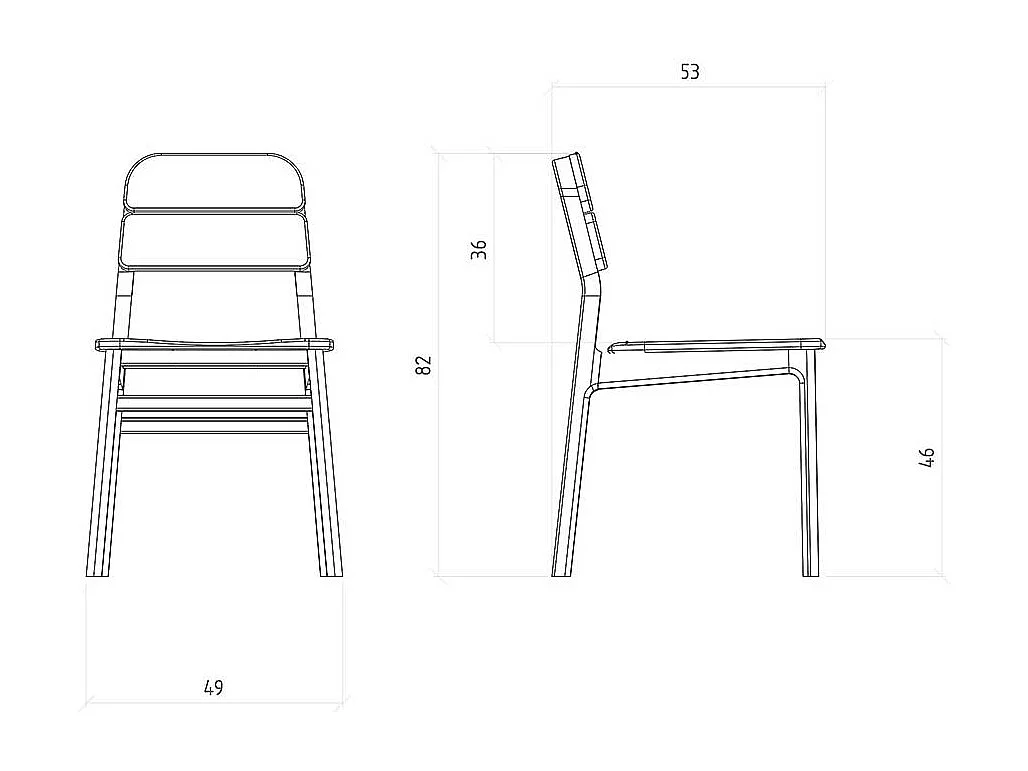 2 Stühle Stuhl Set mit Rückenlehne aus Holz und Gestell aus Massivholz (2er Set)