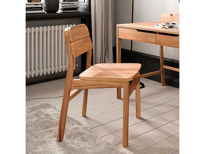 2 Stühle Stuhl Set mit Rückenlehne aus Holz und Gestell aus Massivholz (2er Set)