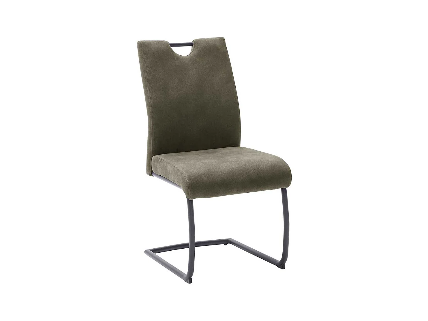 Freischwinger Stühle mit hoher Lehne und Griff Oliv Grün Microfaser (2er Set)