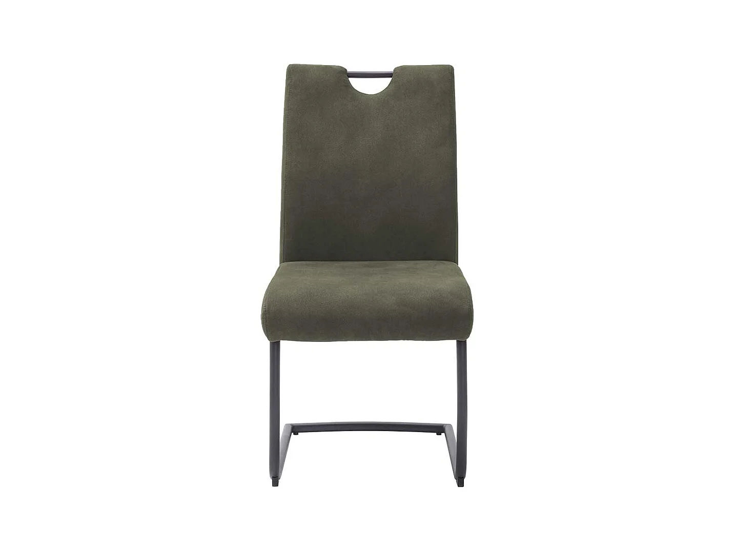Freischwinger Stühle mit hoher Lehne und Griff Oliv Grün Microfaser (2er Set)