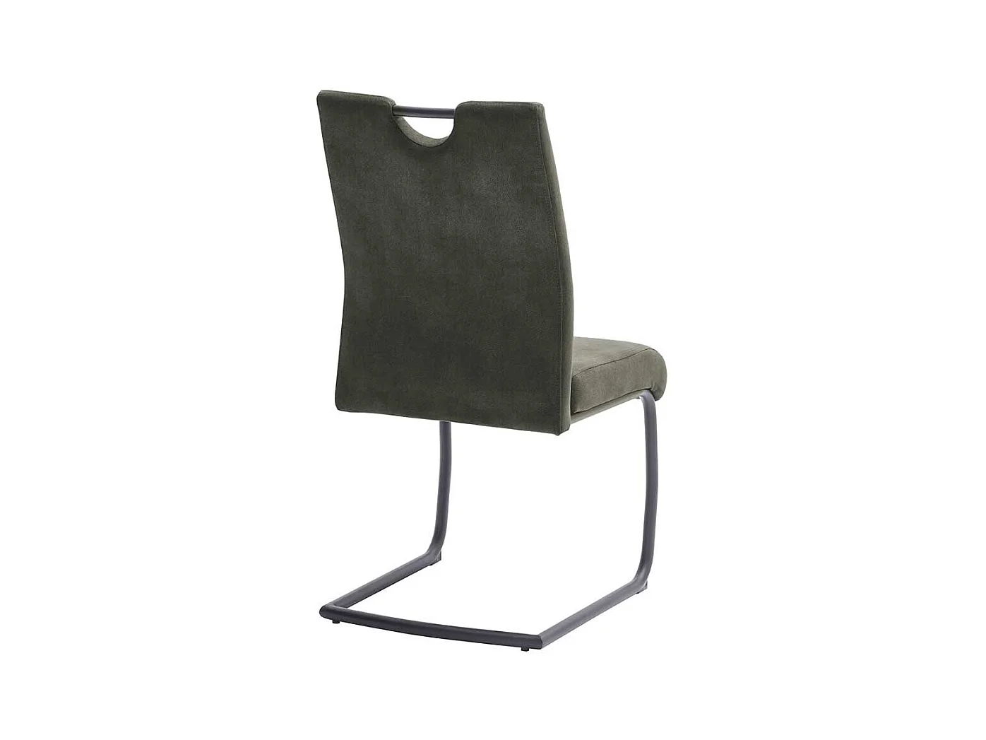 Freischwinger Stühle mit hoher Lehne und Griff Oliv Grün Microfaser (2er Set)