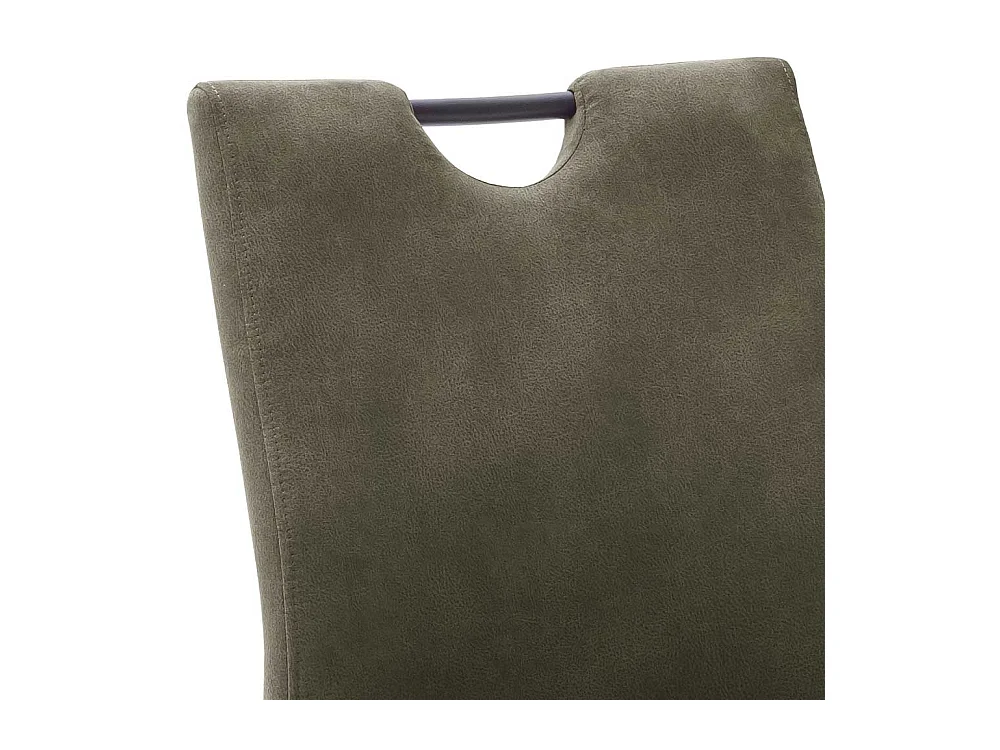 Freischwinger Stühle mit hoher Lehne und Griff Oliv Grün Microfaser (2er Set)