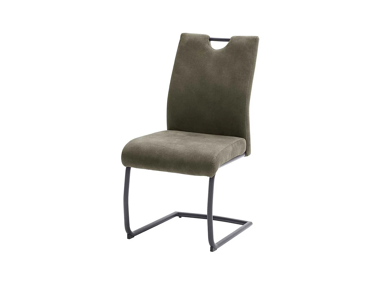 Freischwinger Stühle mit hoher Lehne und Griff Oliv Grün Microfaser (2er Set)