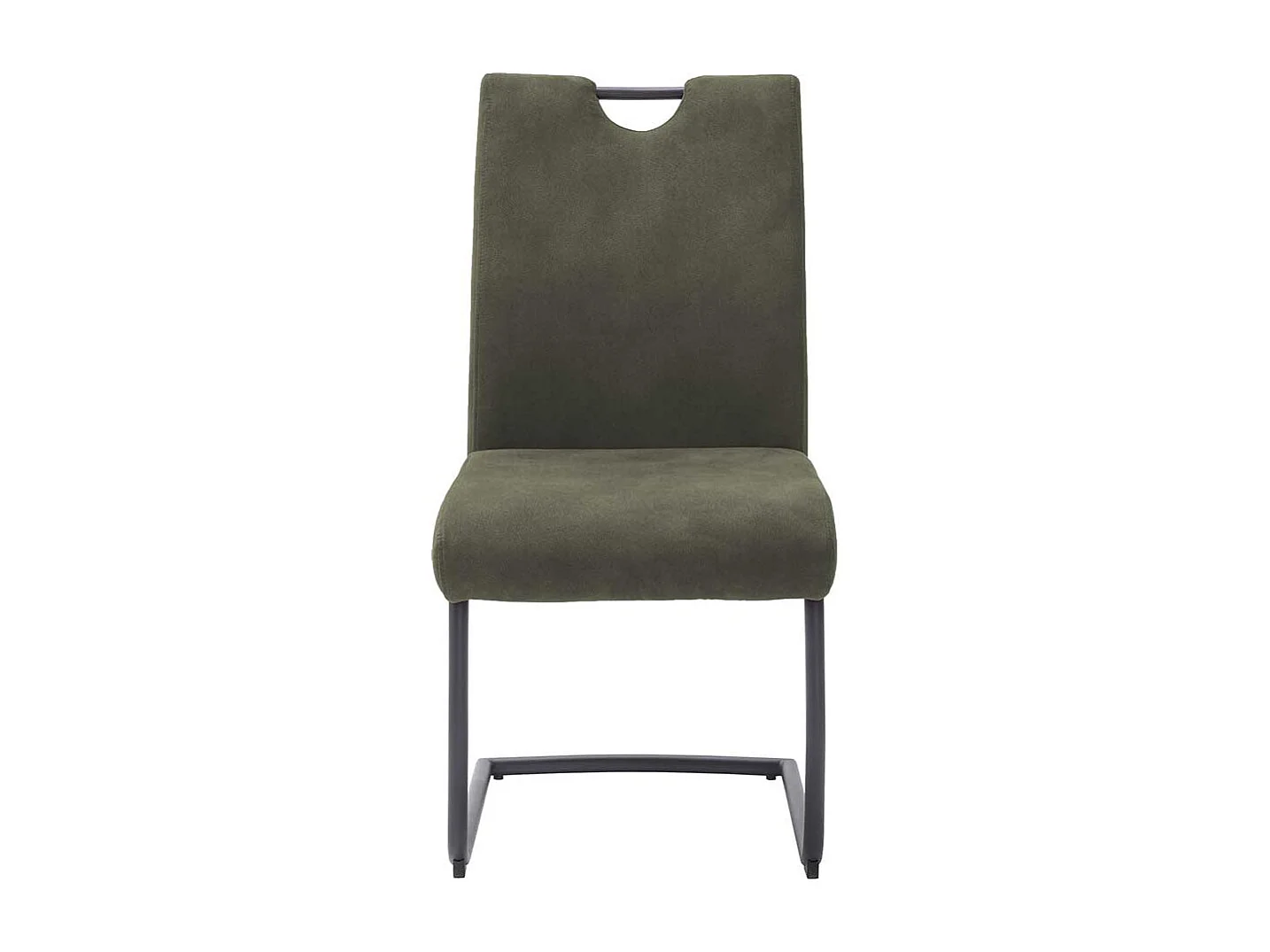 Freischwinger Stühle mit hoher Lehne und Griff Oliv Grün Microfaser (2er Set)