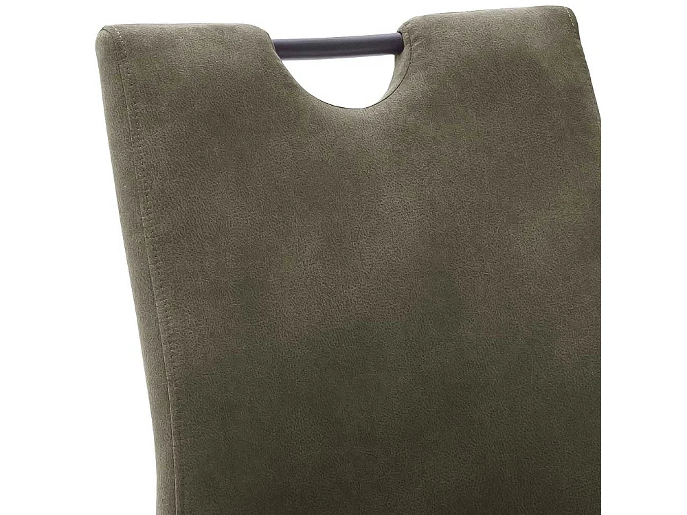 Freischwinger Stühle mit hoher Lehne und Griff Oliv Grün Microfaser (2er Set)