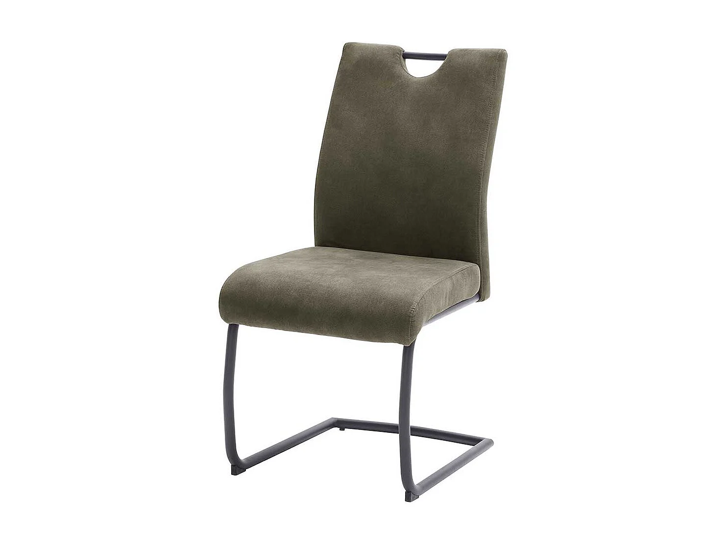 Freischwinger Stühle mit hoher Lehne und Griff Oliv Grün Microfaser (2er Set)