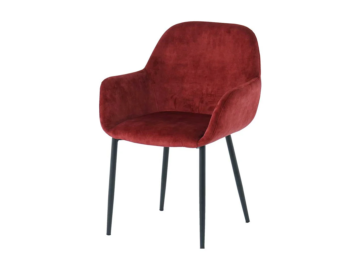Esszimmerarmlehnstuhl in Dunkelrot Samt Gestell aus Metall (2er Set)