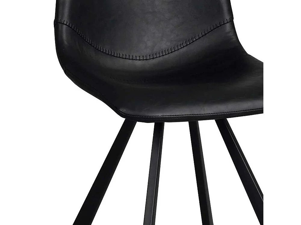 Schalen Esstischstuhl in Schwarz Kunstleder Stahl (2er Set)