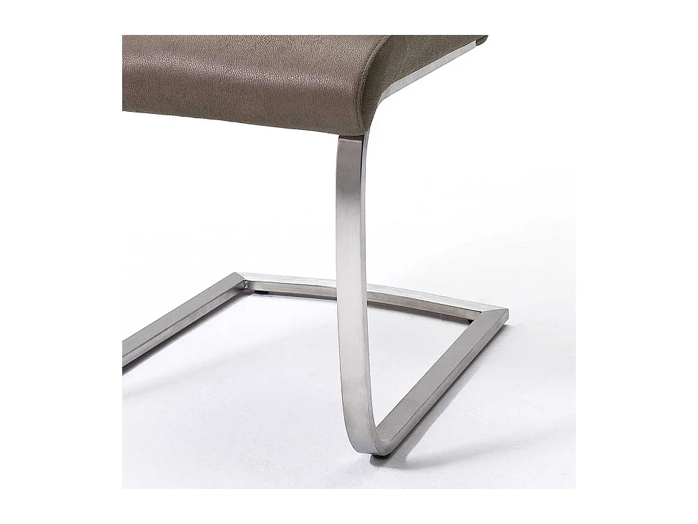 Freischwingerstuhl Set in Braun Kunstleder Edelstahl gebürstet (2er Set)