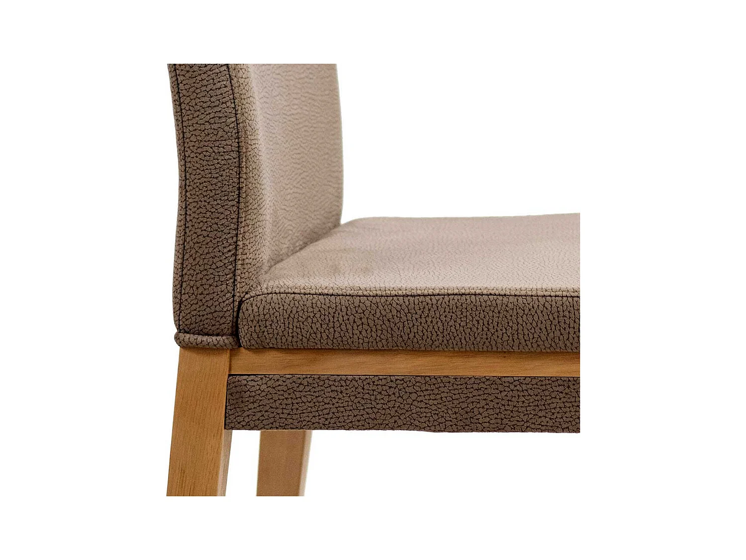 Kuechenstuhl in Taupe Microfaser Gestell aus Massivholz