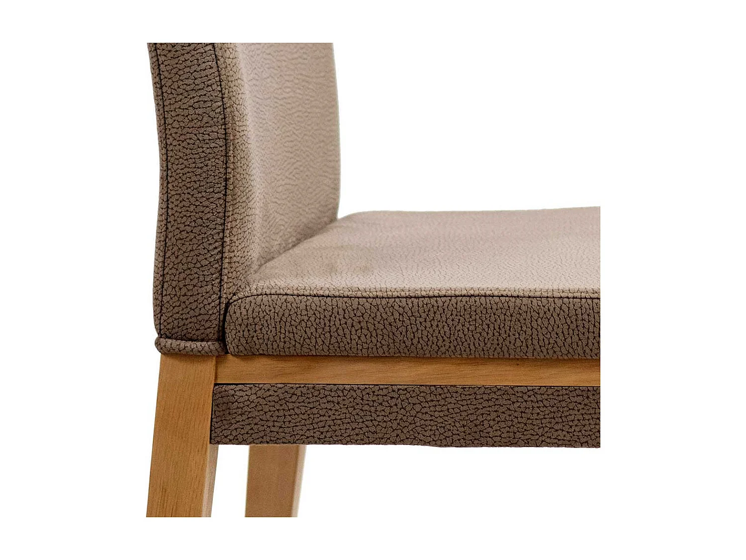 Kuechenstuhl in Taupe Microfaser Gestell aus Massivholz (2er Set)