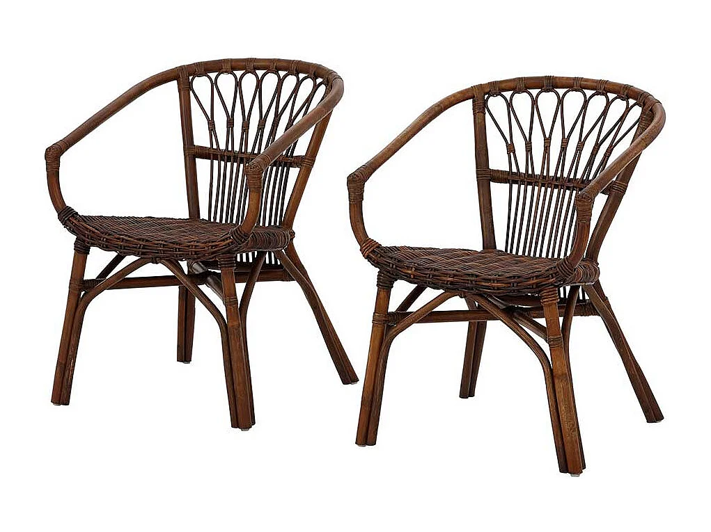 Armstühle aus Rattan Braun (2er Set)