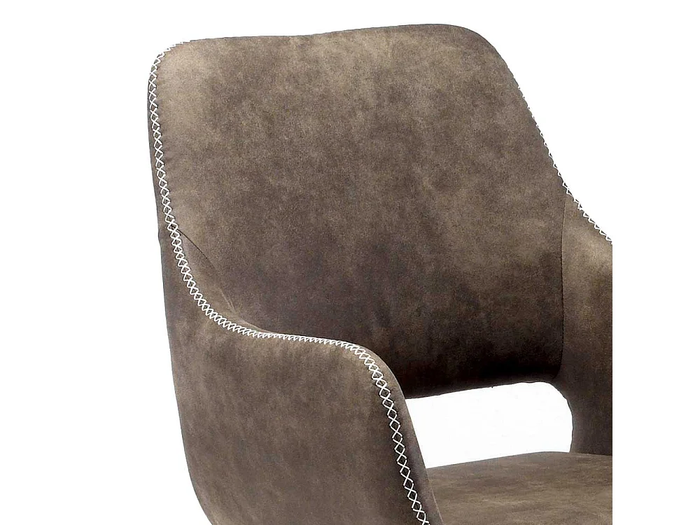 Esszimmerstuhl Set in Braun Microfaser Armlehnen (2er Set)