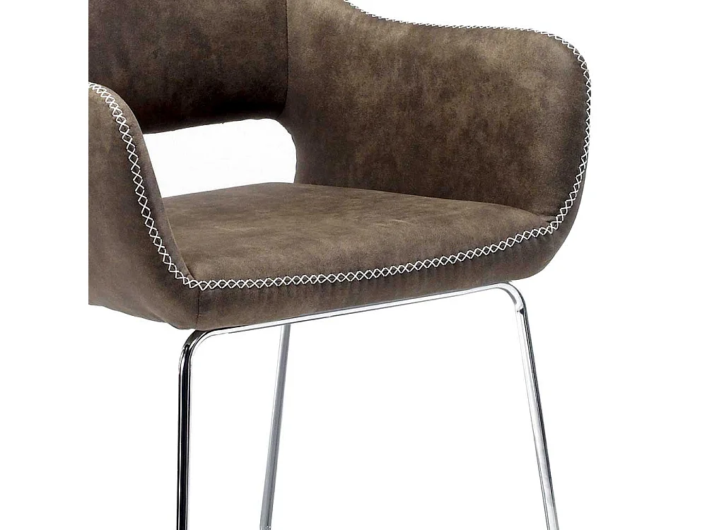 Esszimmerstuhl Set in Braun Microfaser Armlehnen (2er Set)