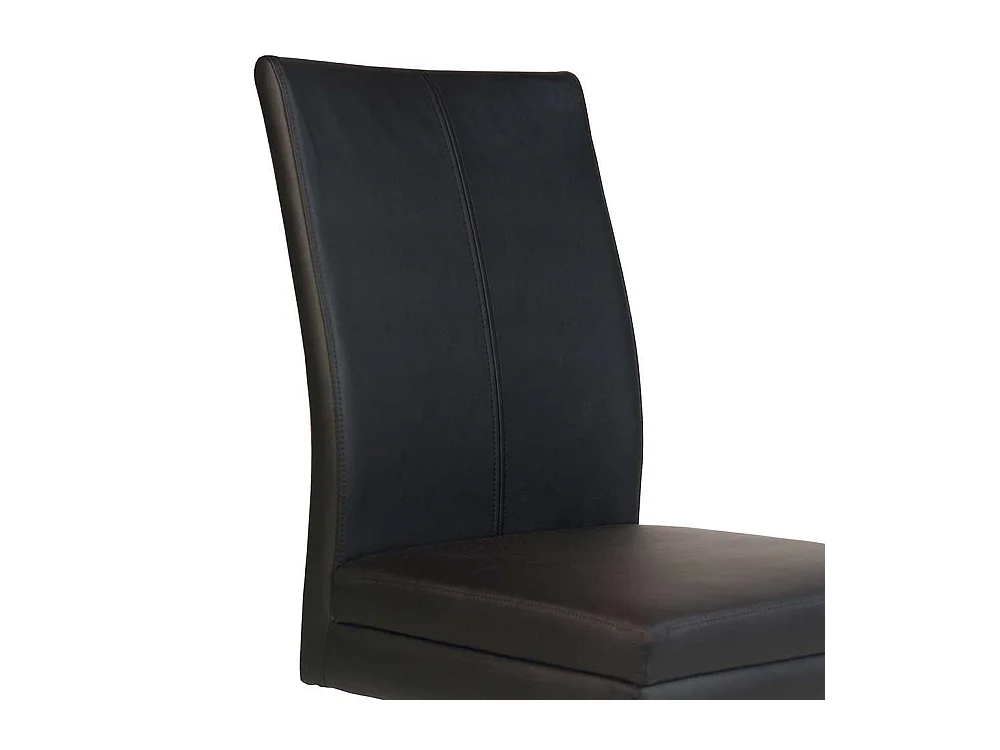 Freischwinger in Schwarz Kunstleder Edelstahl (2er Set)