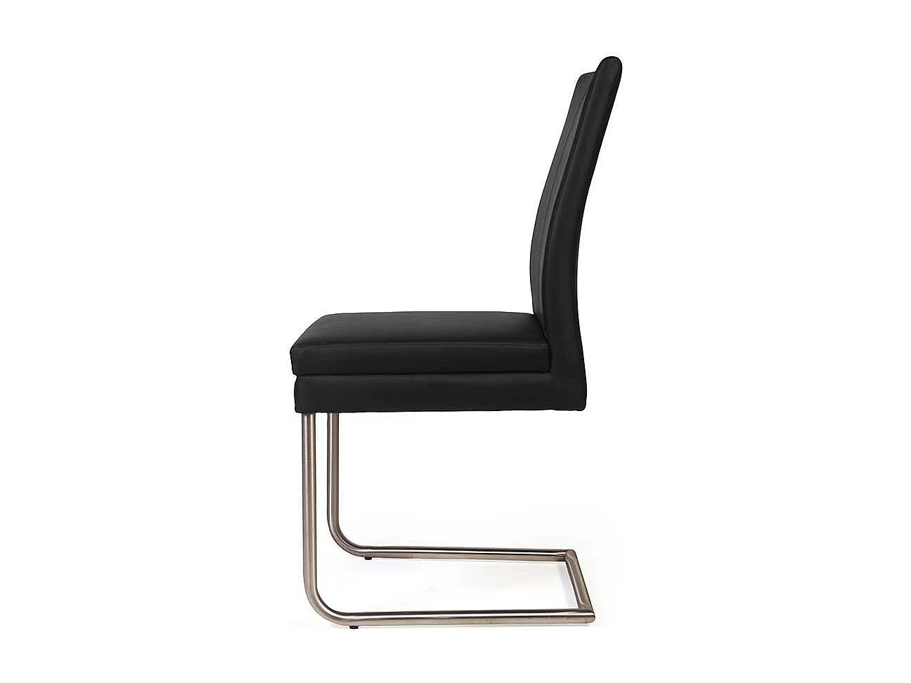 Freischwinger in Schwarz Kunstleder Edelstahl (2er Set)