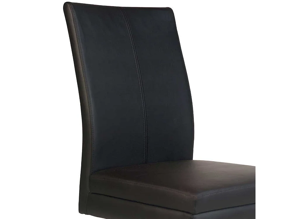 Freischwinger in Schwarz Kunstleder Edelstahl (2er Set)