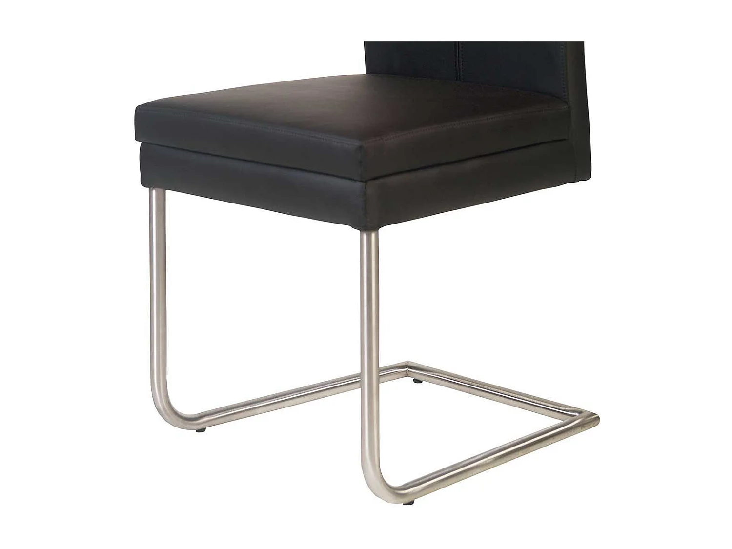 Freischwinger in Schwarz Kunstleder Edelstahl (2er Set)