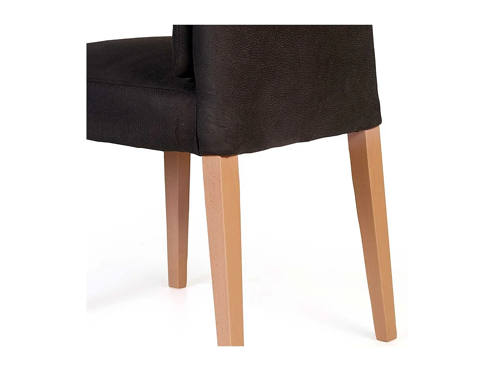 Essstuhl in Dunkelbraun Microfaser Gestell aus Massivholz