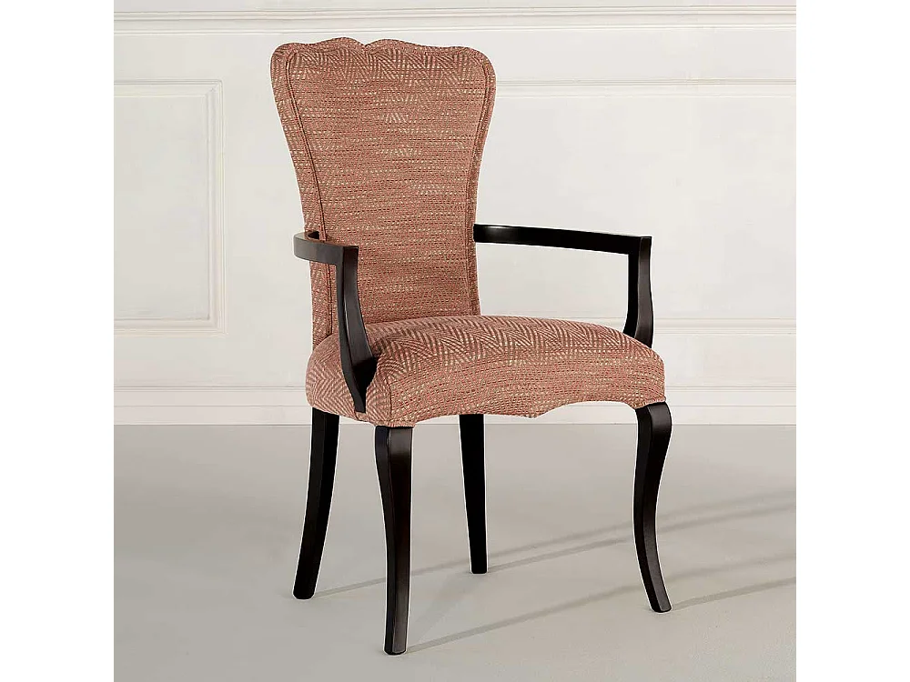 Luxus Esszimmerarmlehnstuhl in Altrosa hoher Rückenlehne