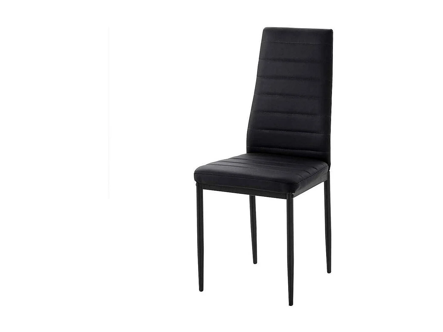 Polsterstühle in Schwarz Kunstleder und Metall (Set)