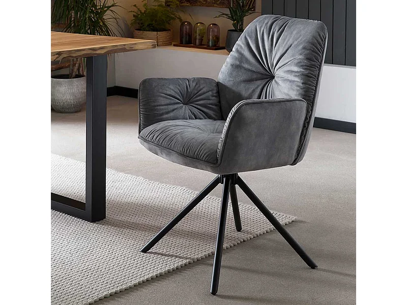 Polster Armlehnstuhl in Grau und Schwarz drehbar