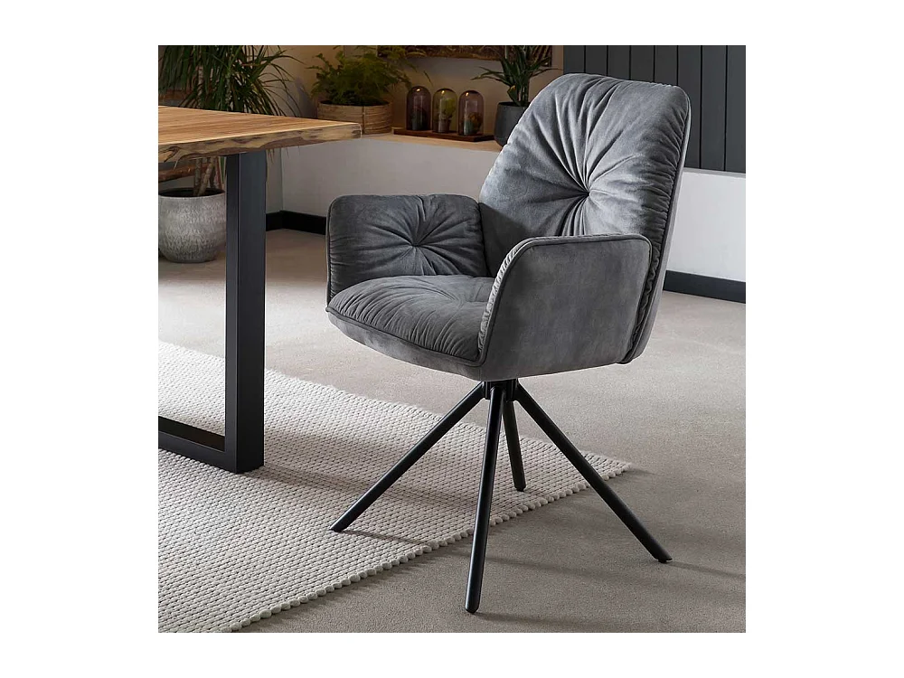 Polster Armlehnstuhl in Grau und Schwarz drehbar