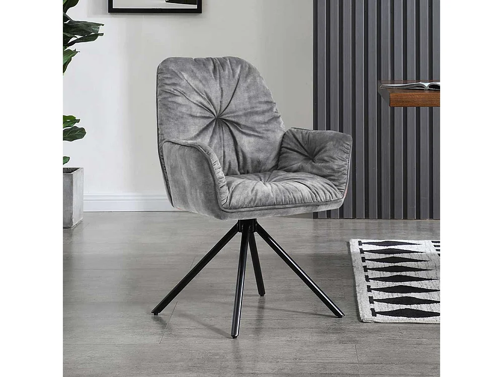 Polster Armlehnstuhl in Grau und Schwarz drehbar