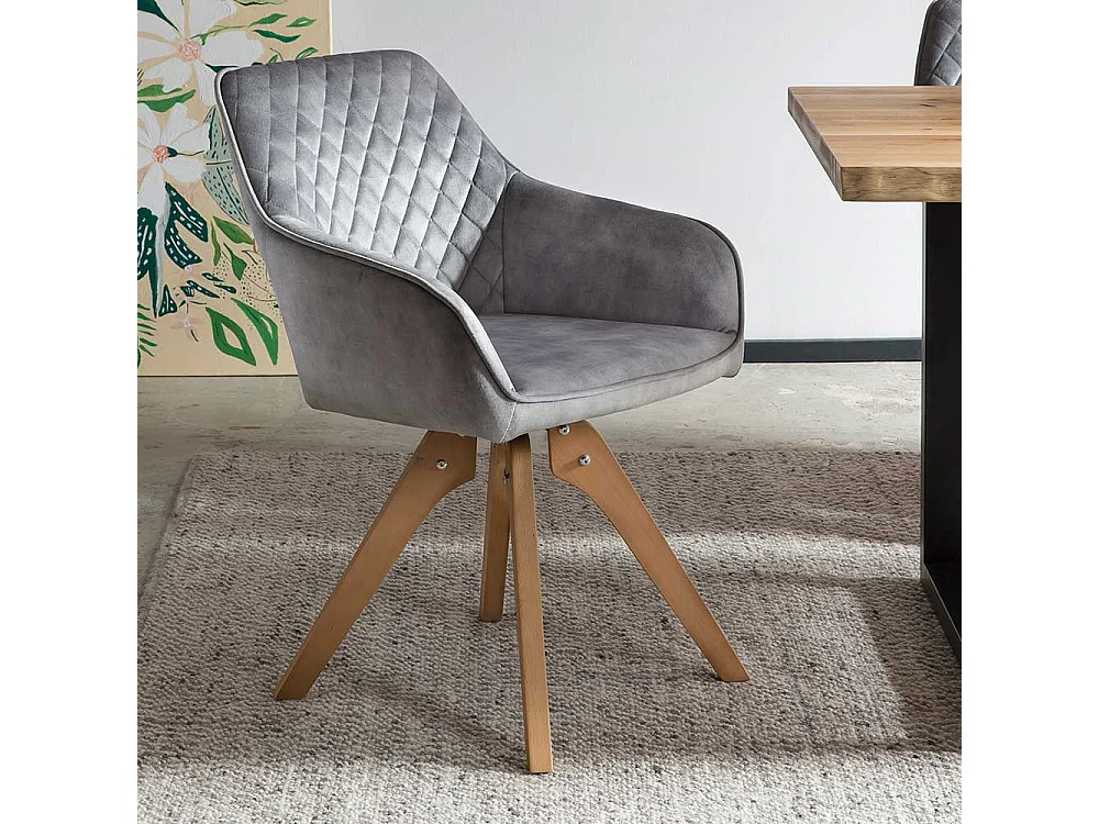 Polsterstuhl Esszimmer in Grau Eichefarben